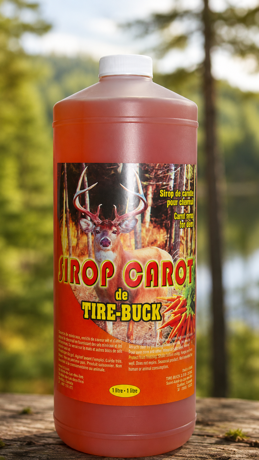 Sirop Carot de Tire-Buck – Sirop pour Chevreuils 1 Litre