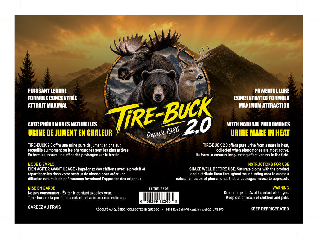Tire-Buck 2.0 – Leurre urine de jument en chaleur 1 litre