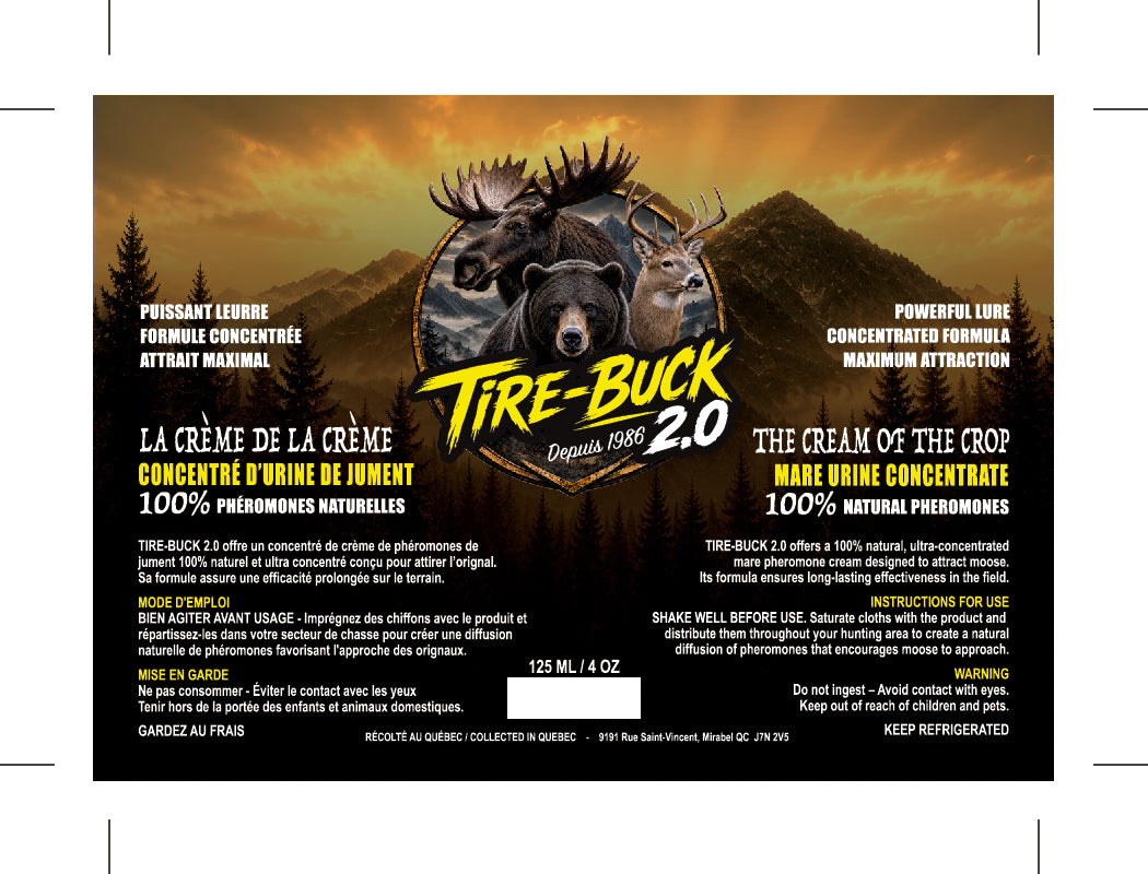 Tire-Buck 2.0 – Concentré d'urine de jument  LA CRÈME DE LA CRÈME  125 ml / 4 oz