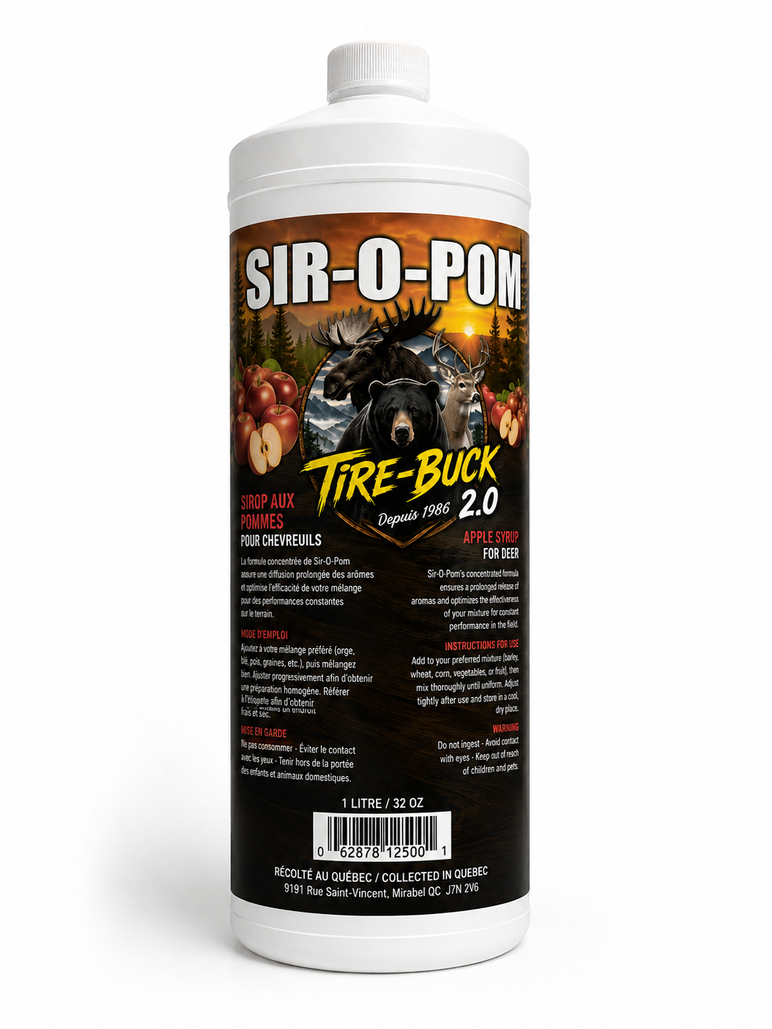 Sir-O-Pom - Sirop aux Pommes pour Chevreuils 1 Litre
