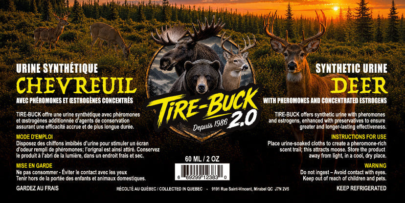 Tire-Buck 2.0 Urine Synthétique Chevreuil 60 ml étiquette